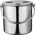 Ice Container Thickened Stainless Steel Type Ice Bucket with Flip Lid and Carry Handle Business and Family Party Metal Ice Bucket Beverage Tub Ice Bucket Champa