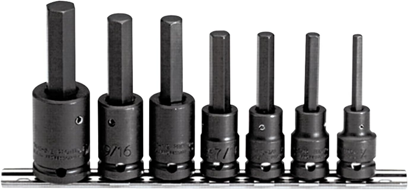 Proto J74152 Impact Bit Socket Set, 1/2In Dr, 6 Pt, 7 Pc