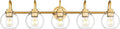 Bathroom Light Fixtures, 5-Light Brushed Gold Vanity Lights with Globe Clear Glass, 35 Inch Champagne Bronze Vanity Lighting Fixtures Over Mirror, AD-22280-5W-GD