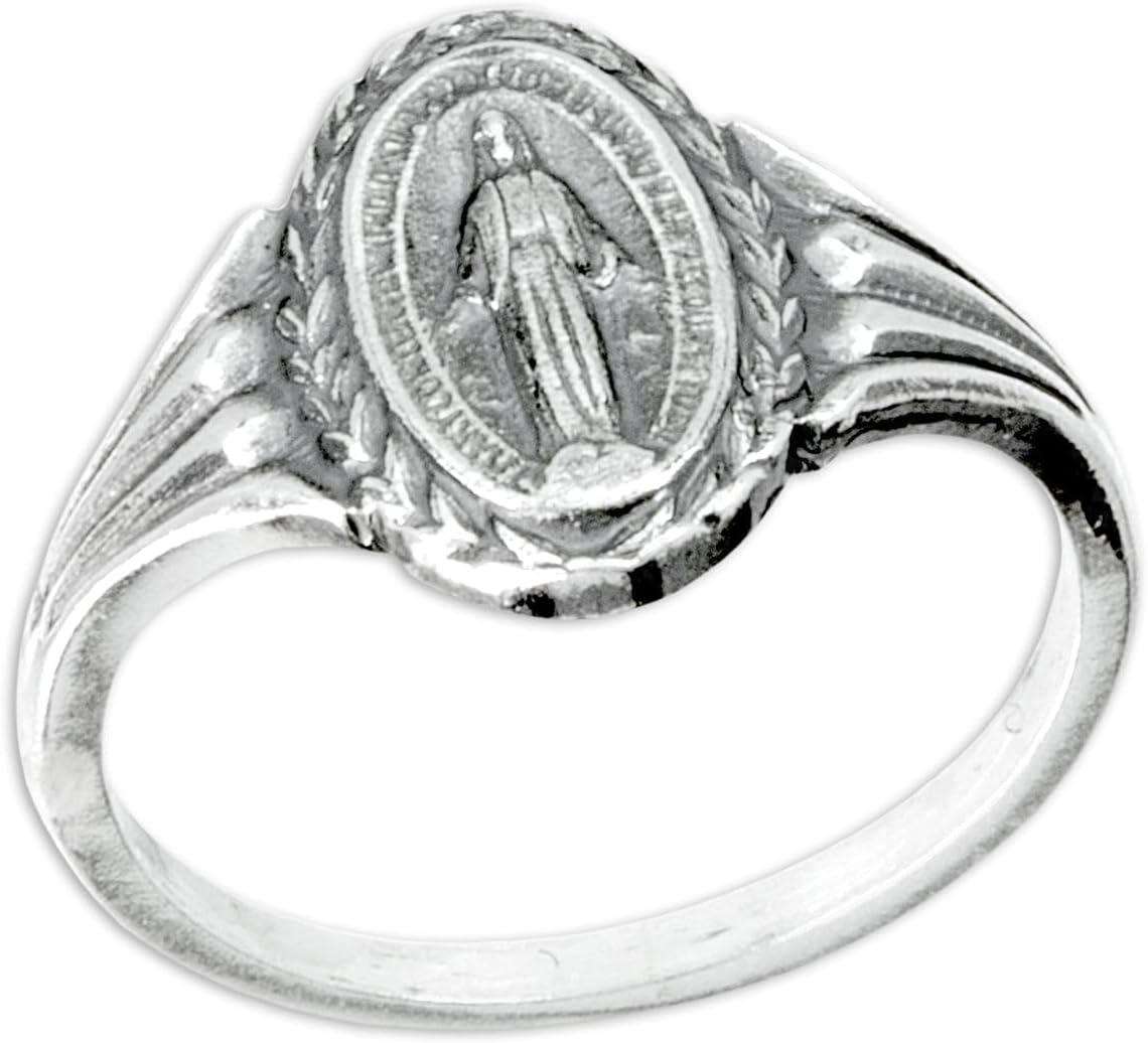 Extel Miraculous Medal Sterling Silver Ring, Size 8