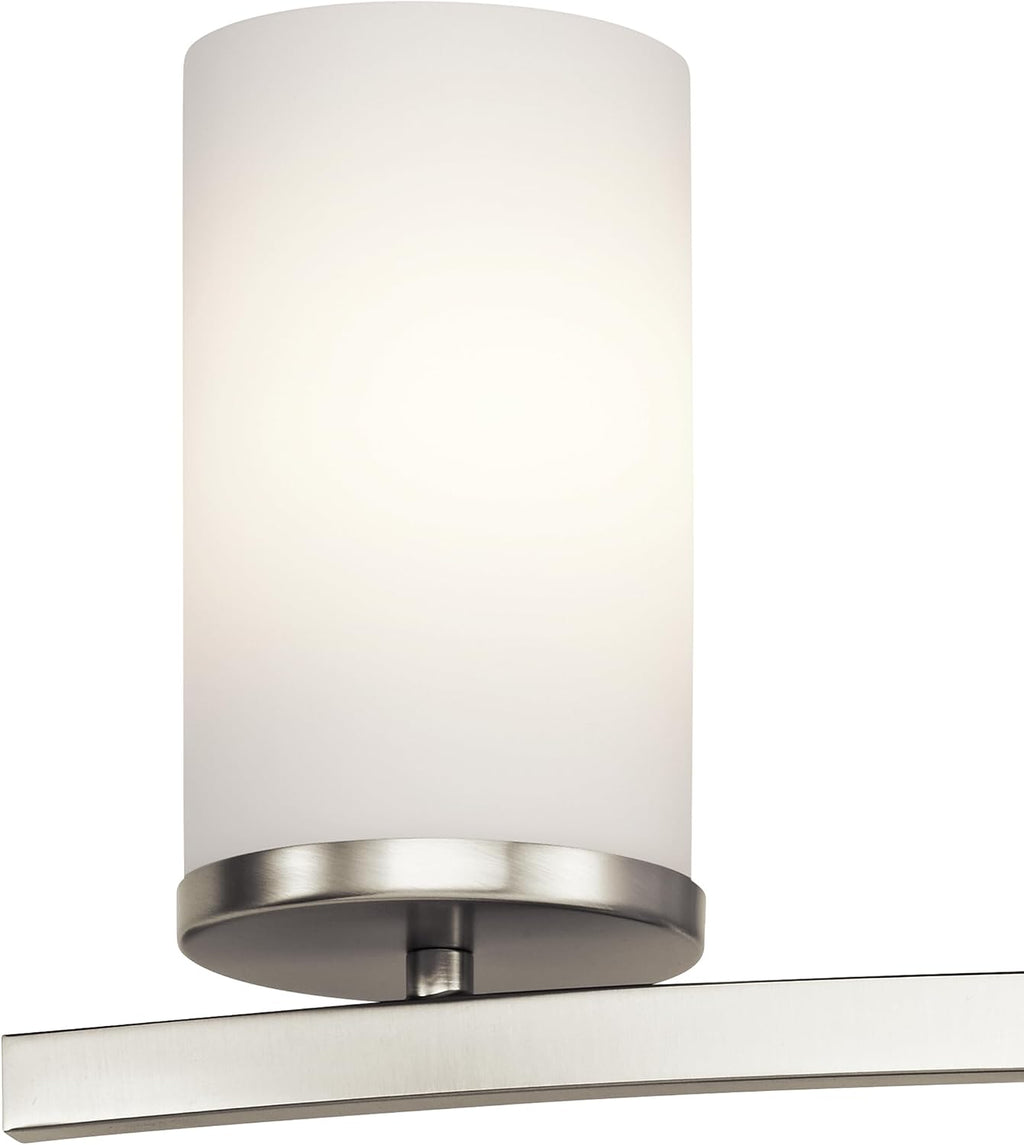Kichler Crosby 23' Vanity Light in Brushed Nickel, 3-Light Contemporary Bathroom Light with Satin Etched Cased Opal Glass, (23' L x 8.75' H), 45497NI