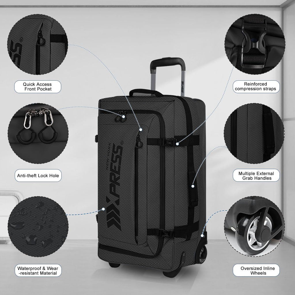 30'' Expandable Rolling Duffle Bag with Wheels,Expandable For Up to 15% More Space,Rolling Duffle Bag w/Handle,Carry on Luggage Travel Duffle Bags for Man Women#Black
