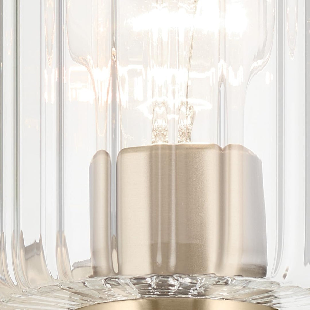 Kichler Gioe 24.25' 3-Light Bathroom Vanity Light Fixture with Clear Fluted Glass in Champagne Bronze, Damp Rated for Mirror, Powder Room (24.25' W x 10.5' H), 55226CPZFLU