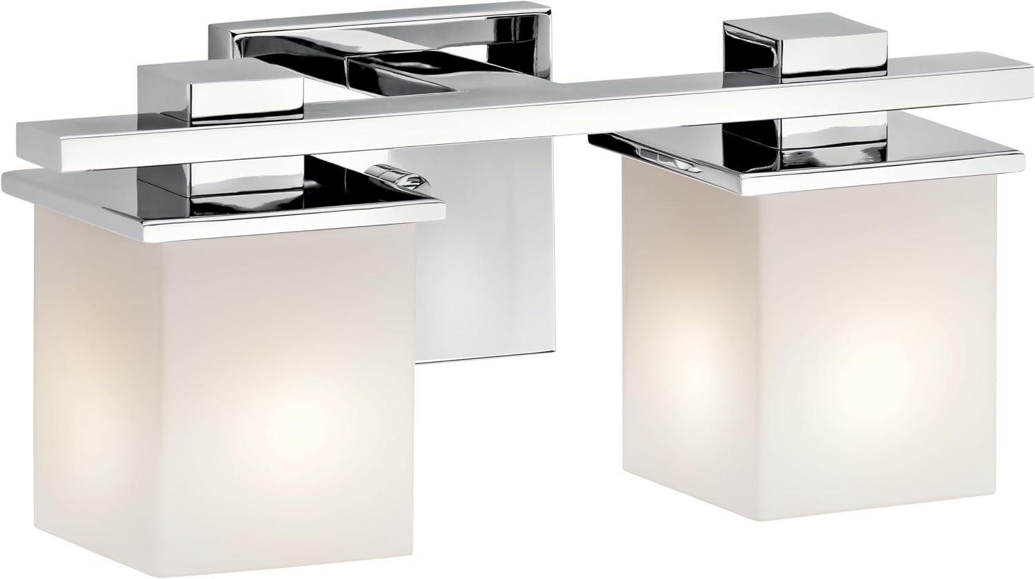 Kichler Tully 15' Vanity Light in Chrome, 2-Light Modern Bathroom Light with Satin Etched Cased Opal Glass, (15' W x 6.5' H), 45150CH