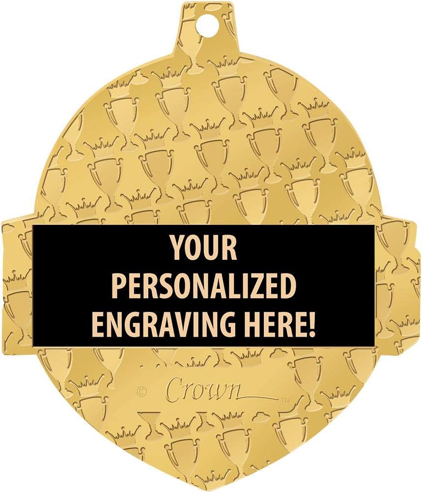 Crown Awards 2 1/4' Royal Cheer Medals, Shiny Gold Cheer Medals with Free Engraving Prime