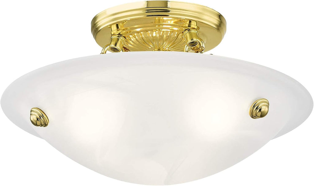 Livex Lighting 4272-02 Oasis 3-Light Ceiling Mount, Polished Brass