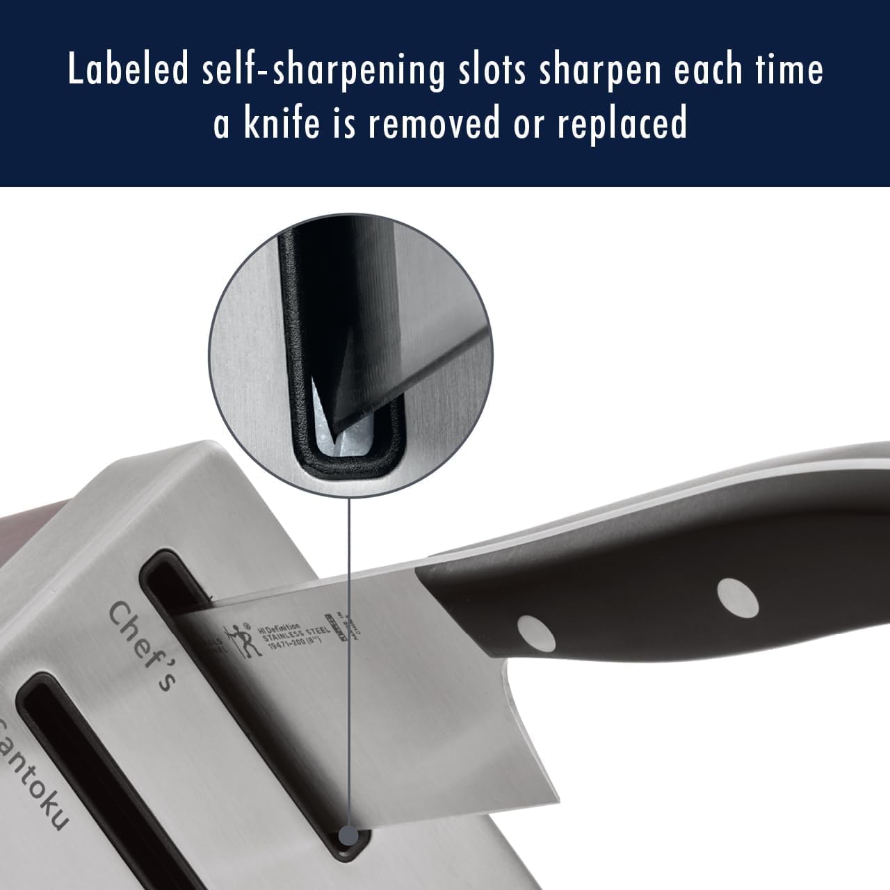 Henckels International Statement 14-pc Self-Sharpening Knife Block Set, 6 Steak Knives, Paring, Santoku, Bread, Chef's Knife, & More, Natural Block Color