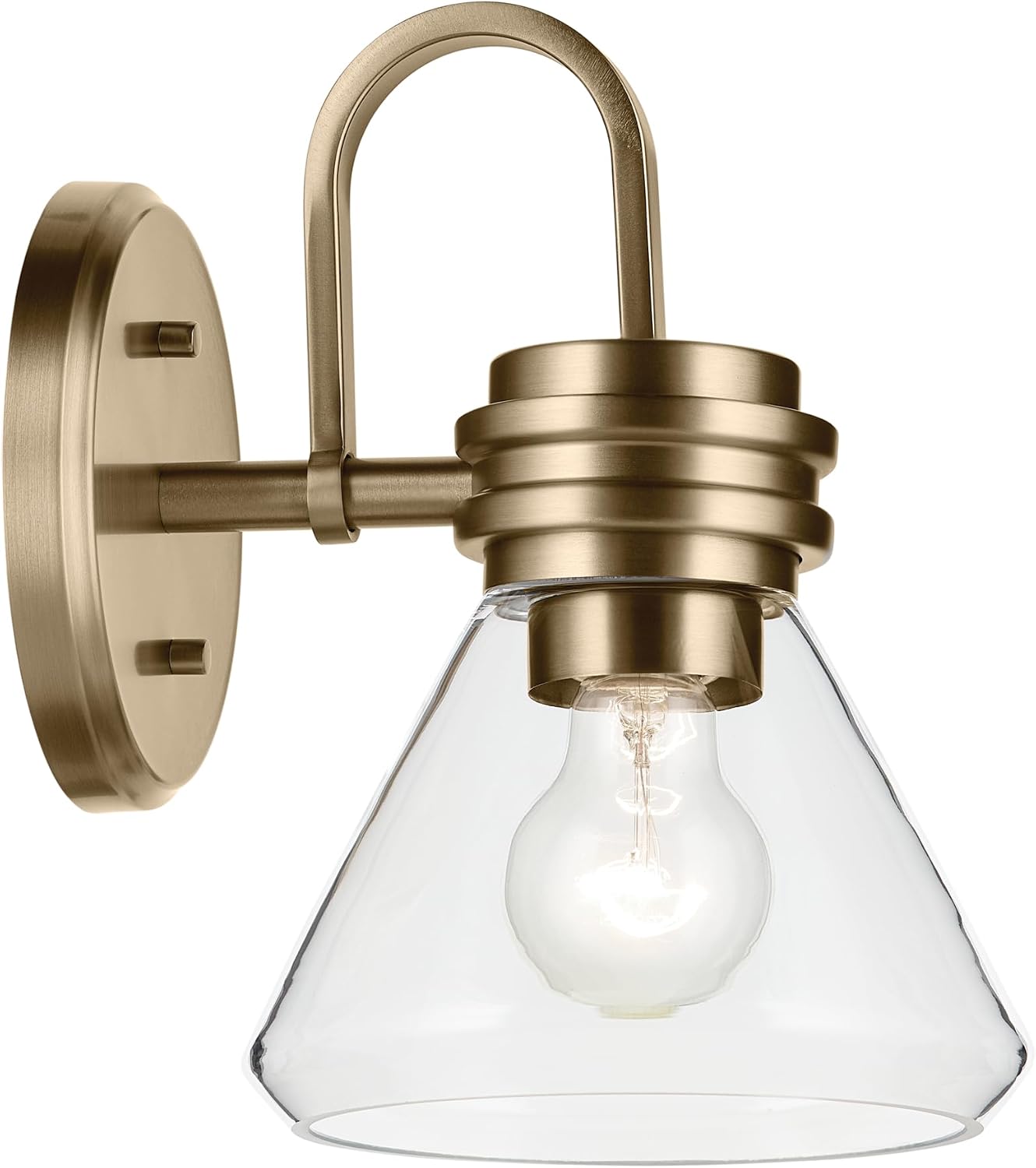 Kichler Farum 7.25' 1-Light Wall Sconce Bathroom Vanity Light Fixture with Clear Glass in Champagne Bronze for Modern Lighting Over Mirror (7.25' W x 9.5' H) 55153CPZCLR
