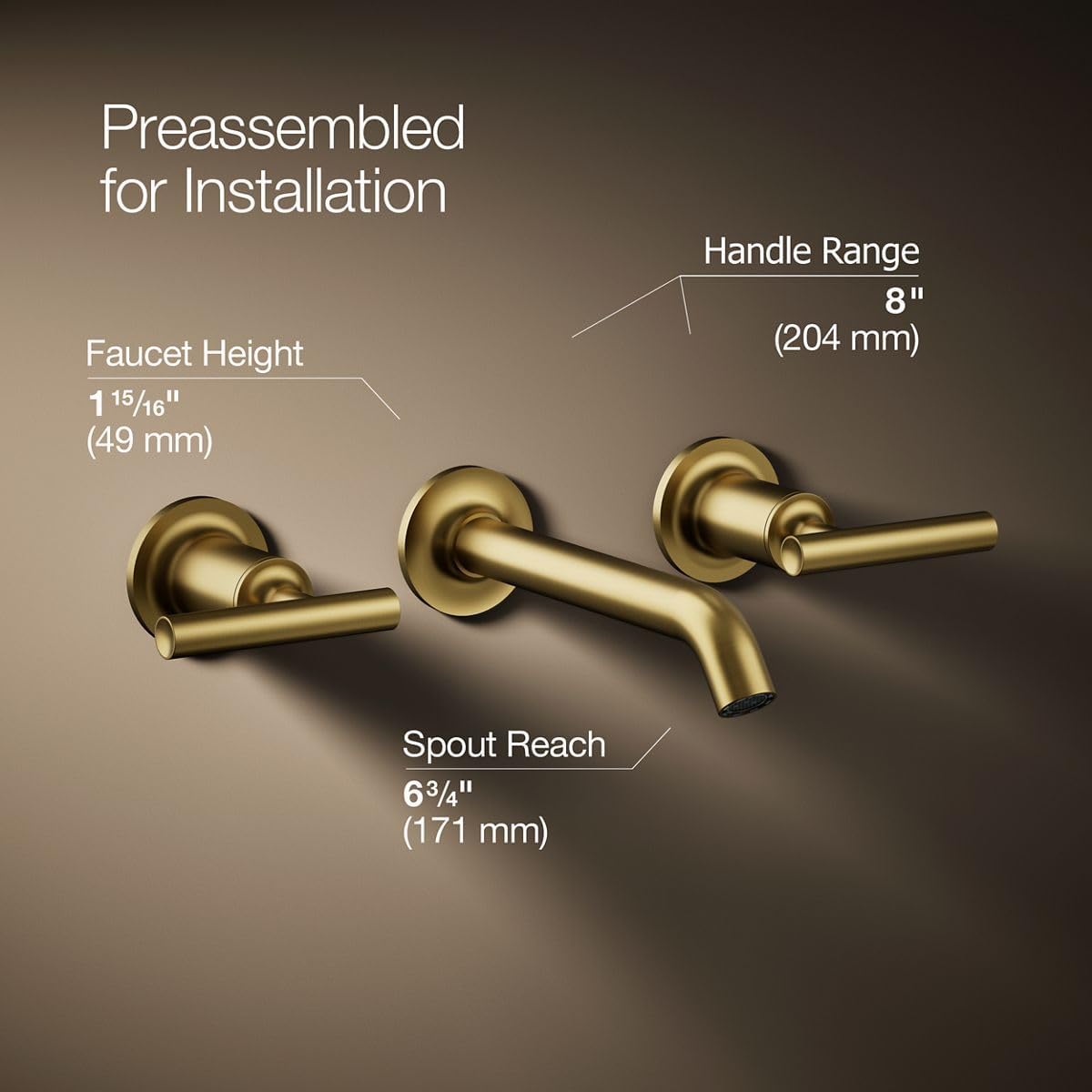 KOHLER Purist Widespread Wall-mount Bathroom Sink Faucet Trim With 6-1/4-in Spout And Lever Handles, Requires Valve