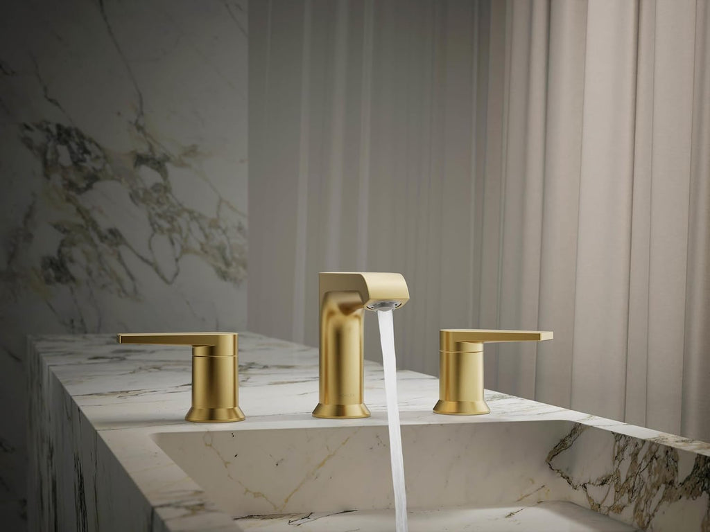 Kohler K-37893-4-2MB Hint® Widespread Bathroom Sink Faucet, Bathroom Faucets, 1.2 GPM, Vibrant Brushed Moderne Brass