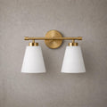 Hamilyeah Gold Bathroom Vanity Light Fixture with Frosted Glass Shade, 2 Light Vanity Lighting Fixture Over Mirror, 2 Bulb Wall Lamps for Bathroom, Restroom, Living Room