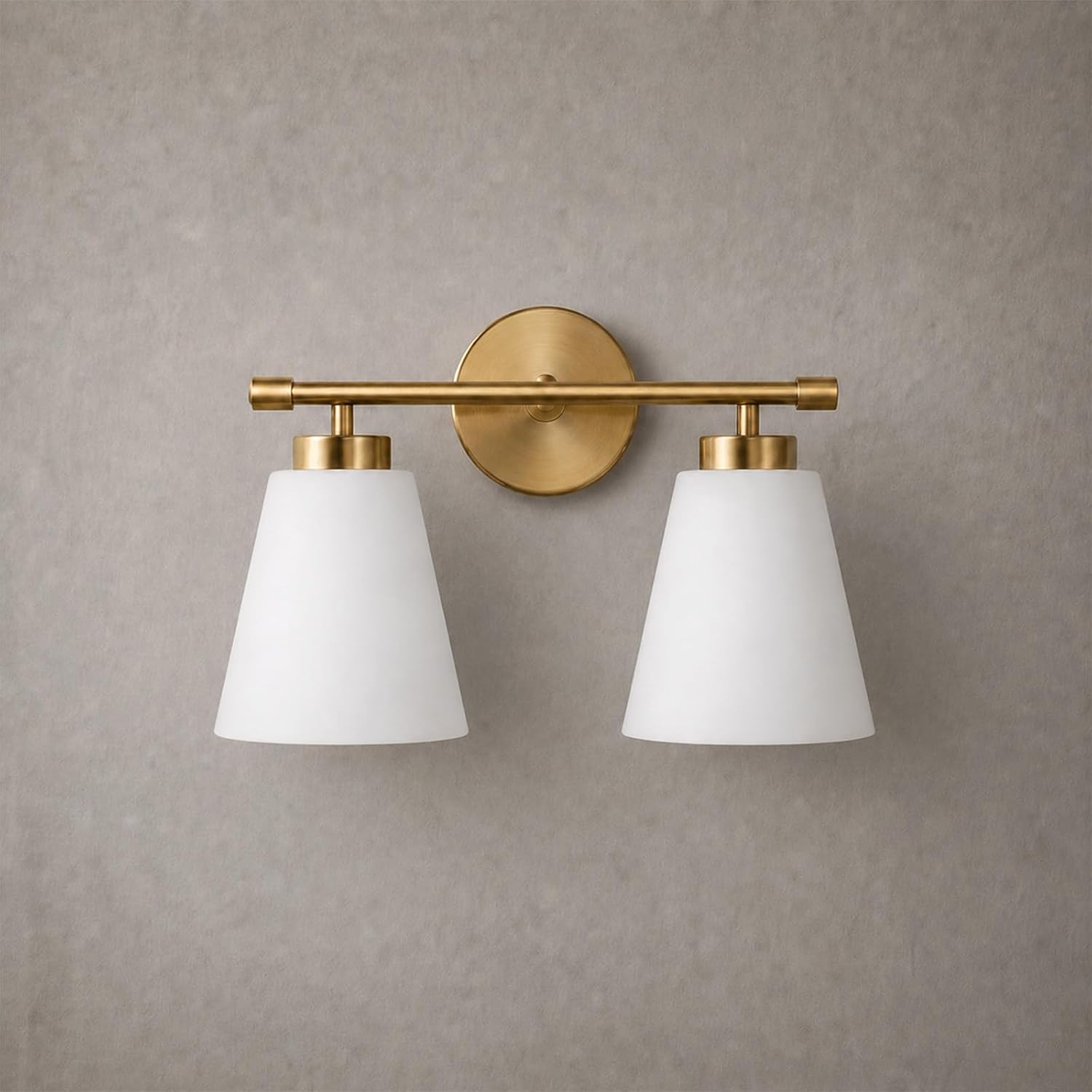 Hamilyeah Gold Bathroom Vanity Light Fixture with Frosted Glass Shade, 2 Light Vanity Lighting Fixture Over Mirror, 2 Bulb Wall Lamps for Bathroom, Restroom, Living Room