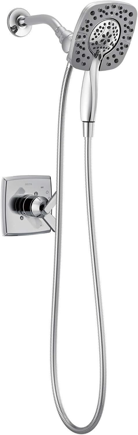 Delta Faucet Ashlyn 17 Series Dual-Function Shower Trim Kit with 2-Spray Touch-Clean In2ition 2-in-1 Hand Held Shower Head with Hose, Chrome T17264-I (Valve Not Included)