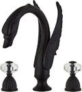 Golden Black Ornate Swan Style Bathroom Sink Faucet Combo Deck Mount Sink Mixer Tap Set Hot Cold Water