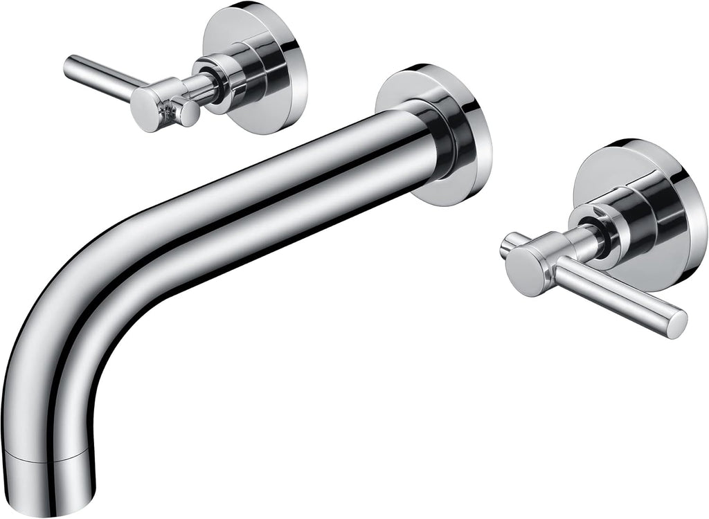 SUMERAIN Wall Mount Bathtub Faucet 3 Hole Tub Filler Faucet with Valve, Chrome Finish
