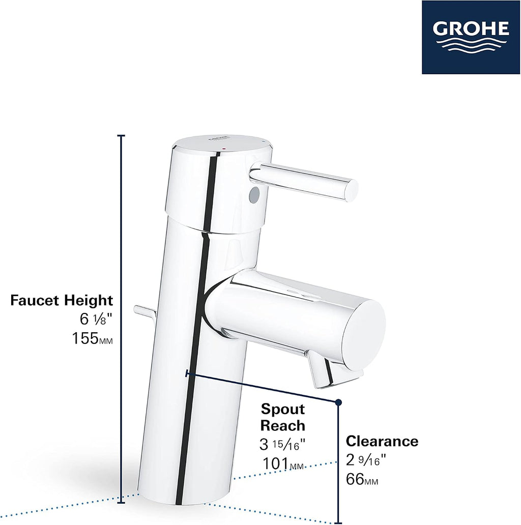 GROHE 34270ENA Concetto, Single Hole Single-Handle S-Size Bathroom Faucet 1.2 GPM, Brushed Nickel