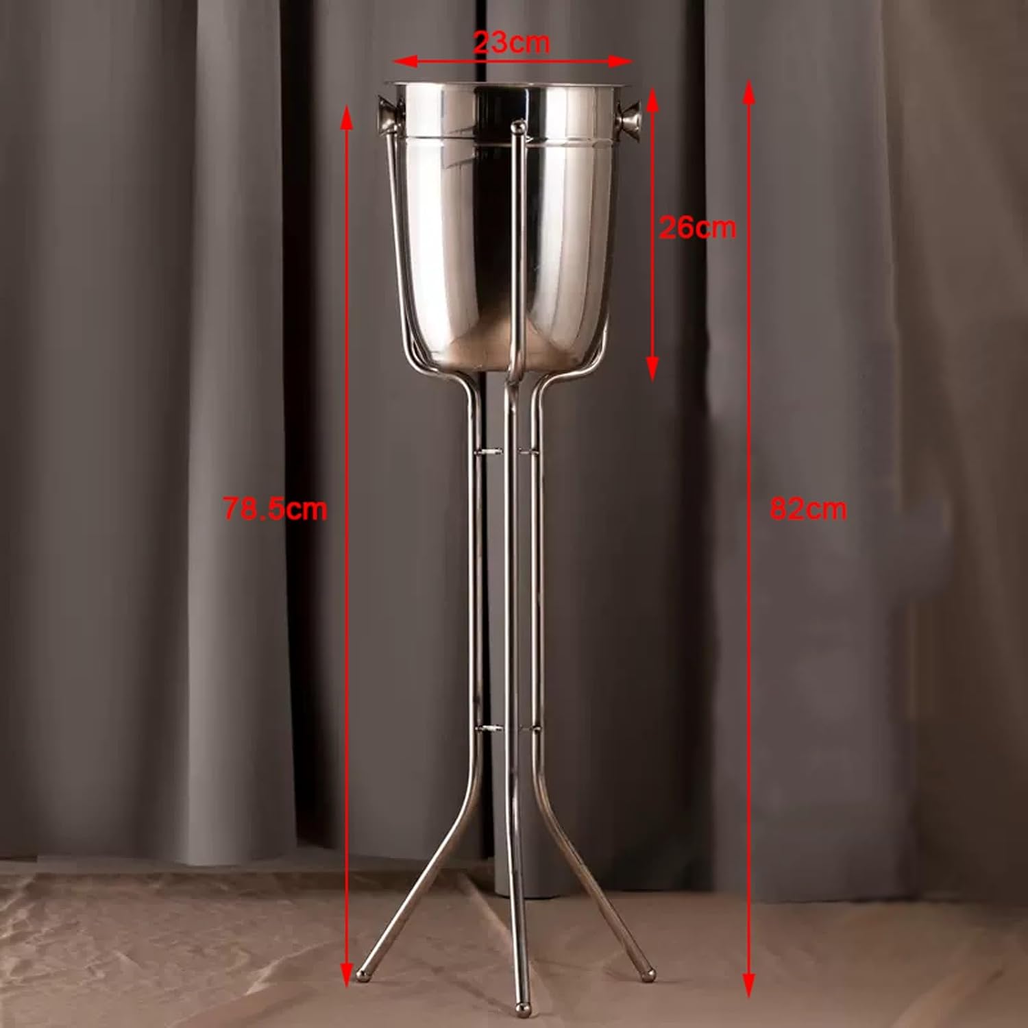 Ice Buckets for Parties, Stainless Steel Double Wall Ice Bucket with Triangle Bracket Wine Chiller Ice Buckets for Parties Festival Bar Outdoor or Indoor Use, Height 32.2 inch, 5L,for Home,Guest Room