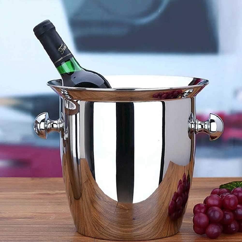 Ice Buckets for Parties Stainless Steel Thickened Ice Bucket Wine Cool Champagne Cooler Ice Bucket for Hotel Bar Party Champagne Bucket Bar Accessories(5l)