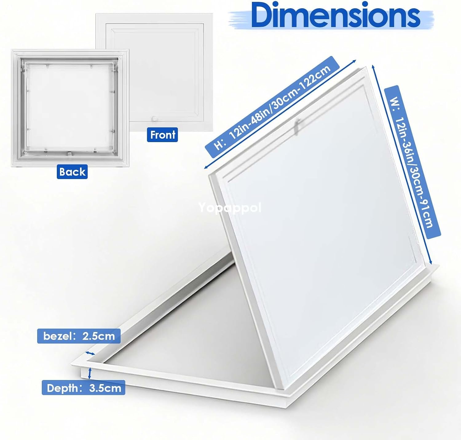White Metal Access Panel for Drywall and Ceiling, Paintable Inspection Door Flush Plumbing, Electricity, Heating Hatch, Bathroom Services Hole Cover(22x40in/56x102cm)