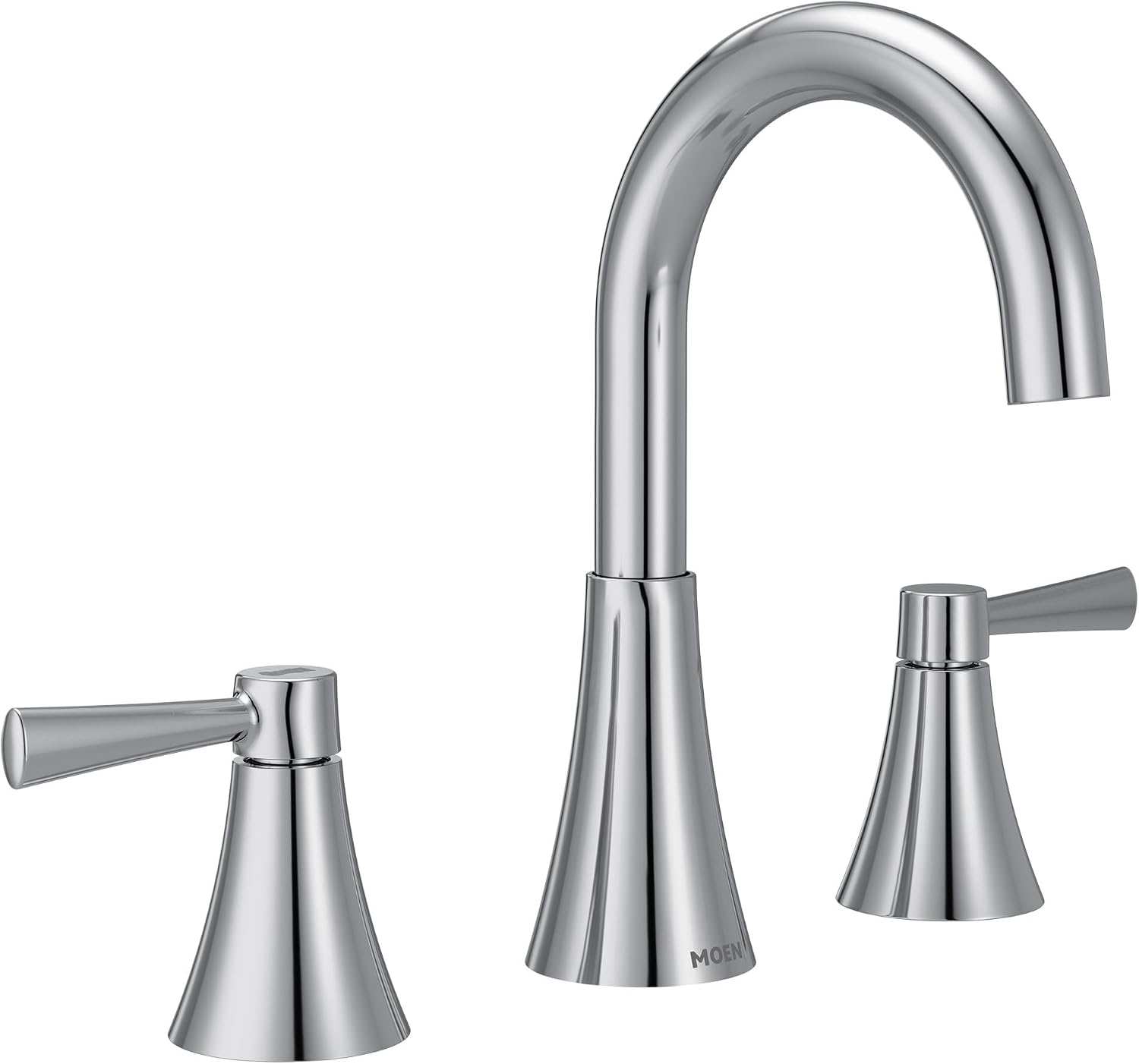 Moen 84023 Ronan Two-Handle Widespread Bathroom Sink Faucet, Valve Included, Chrome, Modern 3-Hole Faucet with Push-Down Drain Assembly