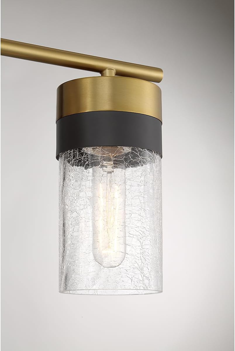 Savoy House 8-3600-3-322 Brickell Vintage Contemporary Crackled Glass Bathroom Vanity Wall Light, 3-Light 180 Total Watts, 9' H x 22' W, Warm Brass