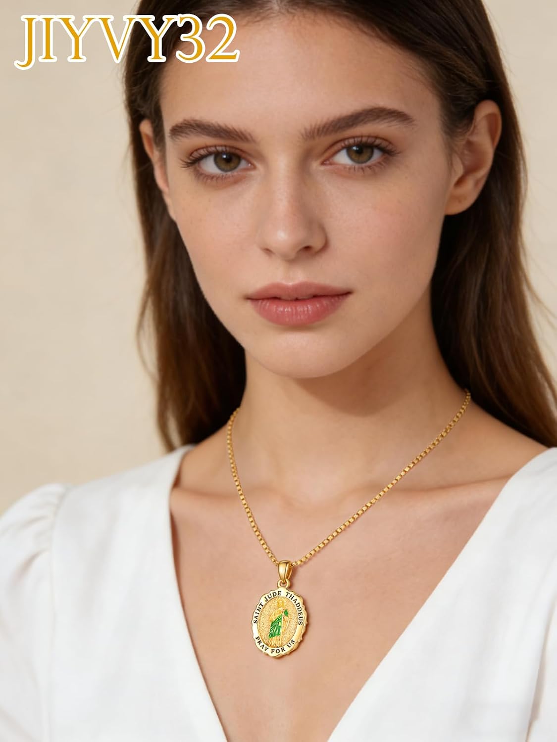 14K Gold Saint Medal Necklace for Women, Catholic Patron Saint Pendant Necklace, Christian Religious Jewelry Gift for Confirmation Baptism Communion Christmas Birthday