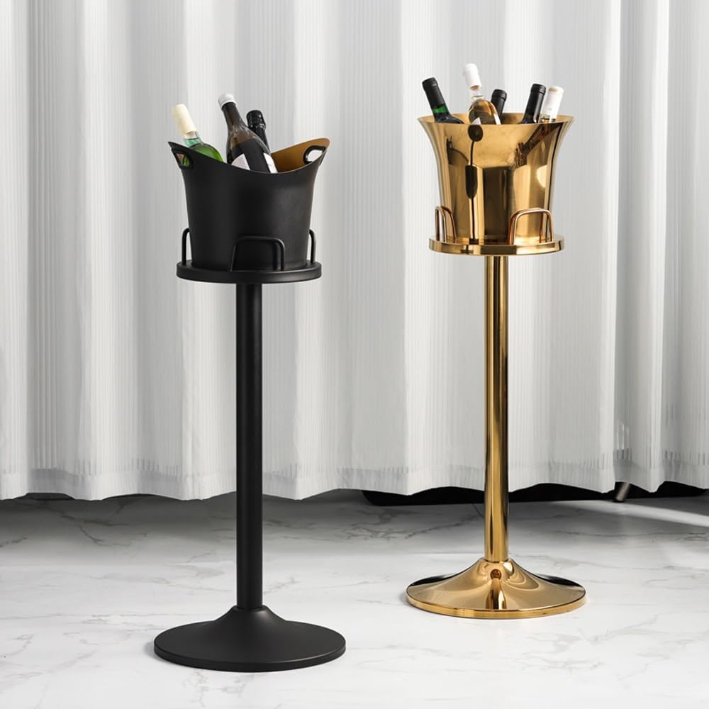 Ice Bucket for Parties, Stainless Steel Ice Bucket, Ice Bucket with Stand, Large Champagne Ice Bucket, Tall Ice Bucket for Cocktail Bar Parties(Silver)