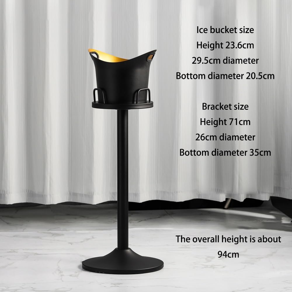 Ice Bucket for Parties, Stainless Steel Ice Bucket, Ice Bucket with Stand, Large Champagne Ice Bucket, Tall Ice Bucket for Cocktail Bar Parties(Silver)