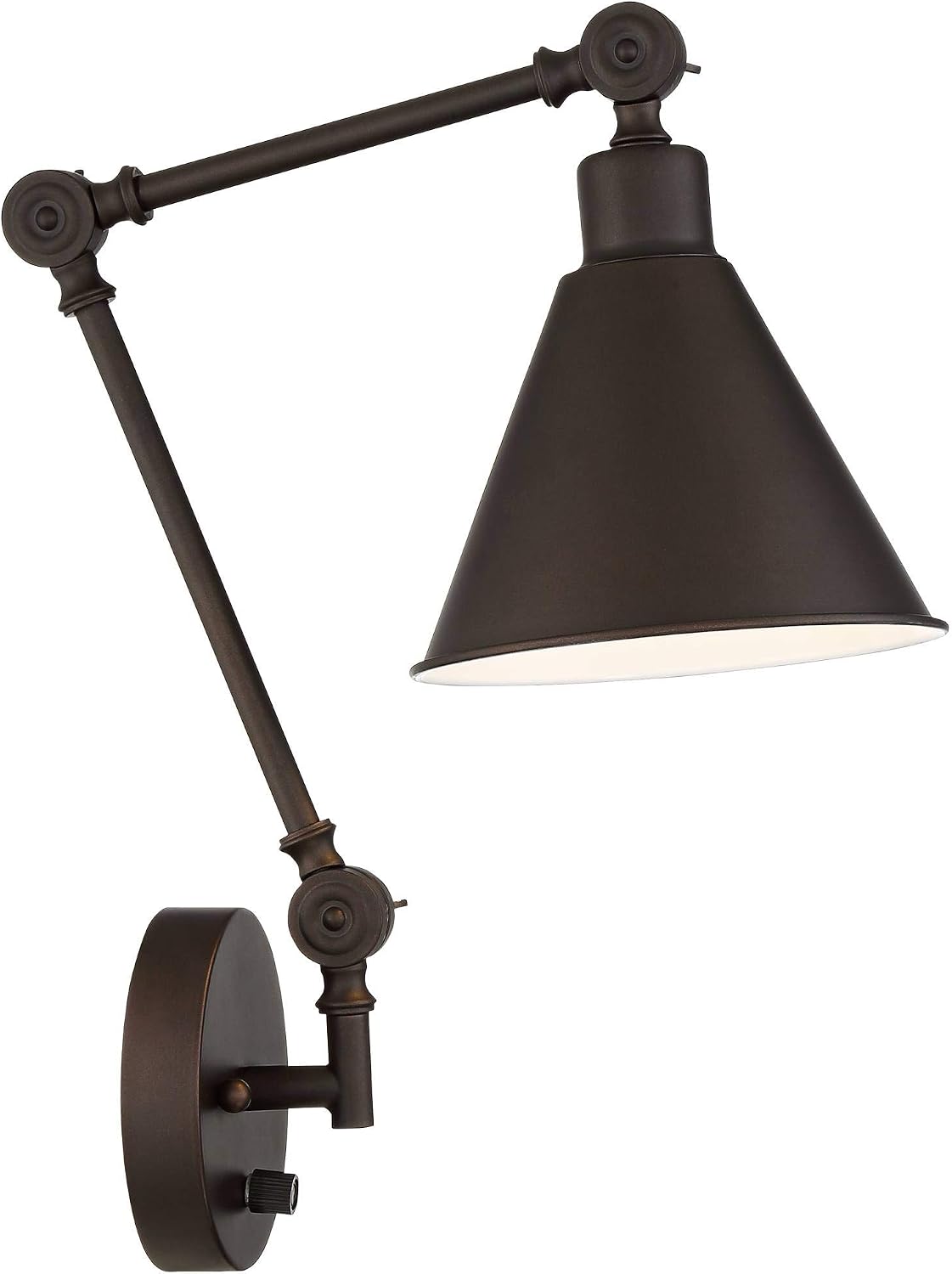 360 Lighting Wray Modern Industrial Vertical Adjustable Swing Arm Plug in Wall Lights Set of 2 Lamps Dark Bronze Light Fixture Up Down Sconce Bedroom Bedside House Reading Living Room Hallway