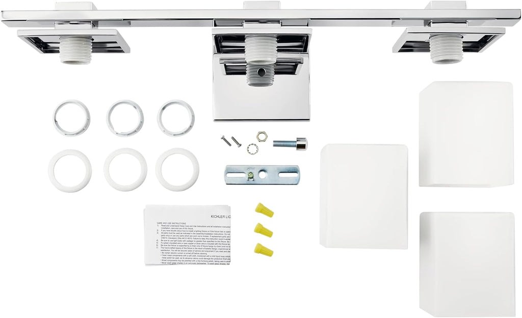 Kichler Tully 24' Vanity Light in Chrome, 3-Light Modern Bathroom Light with Satin Etched Cased Opal Glass, (24' W x 6.5' H), 45151CH