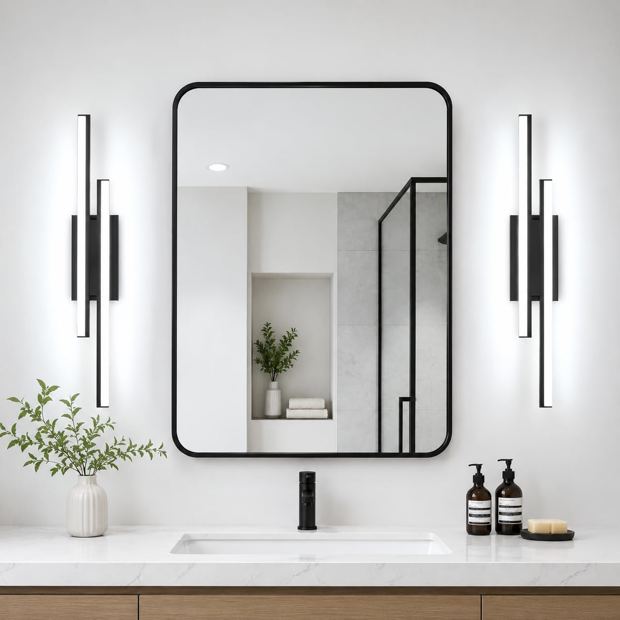 32 in Retractable Bathroom Vanity Light-ETL Certificated 5700K Bathroom Light Bar Vanity for Mirror-34W 2 Pack
