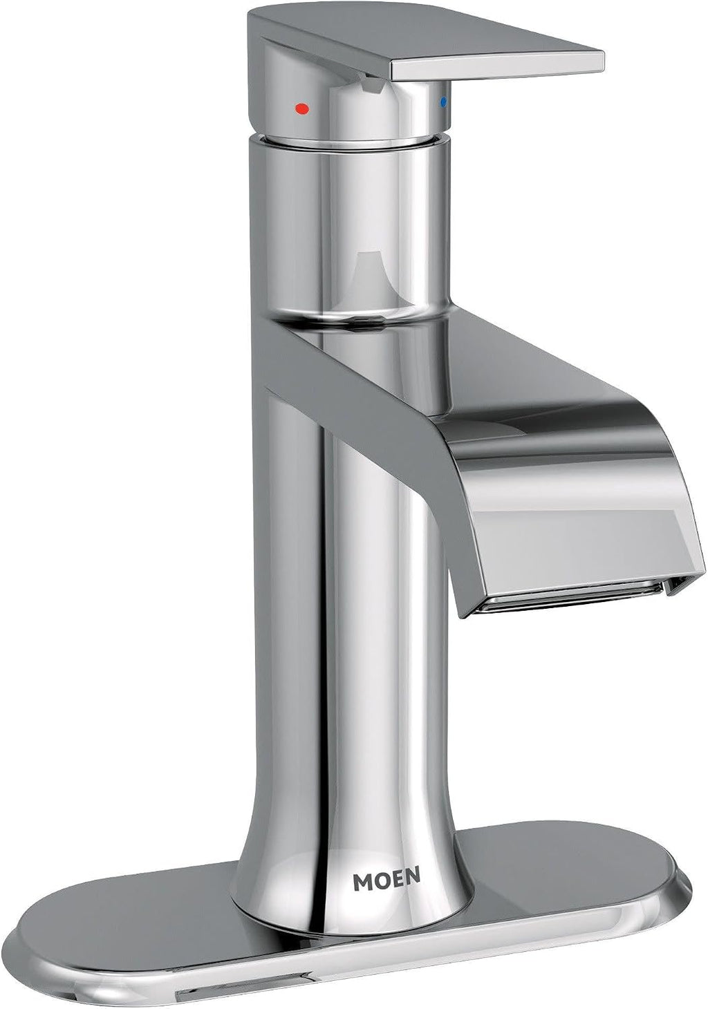 Moen Genta LX Chrome One-Handle Modern Bathroom Sink Faucet with Optional Deckplate and Low-Arc Spout for Bath Countertop, 6702