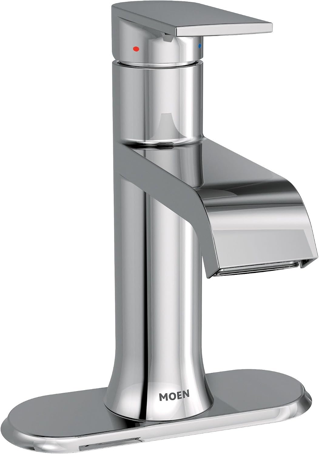 Moen Genta LX Chrome One-Handle Modern Bathroom Sink Faucet with Optional Deckplate and Low-Arc Spout for Bath Countertop, 6702