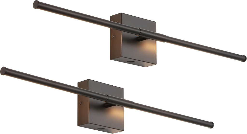 JONATHAN Y 28' Black Modern Dimmable Integrated LED Wall Sconce, Metal Vanity Light for Bathroom Mirror Bedroom Hallway, Sleek Hardwired Wall Lamp Fixture, 3000K (JYL7022C-SET2)