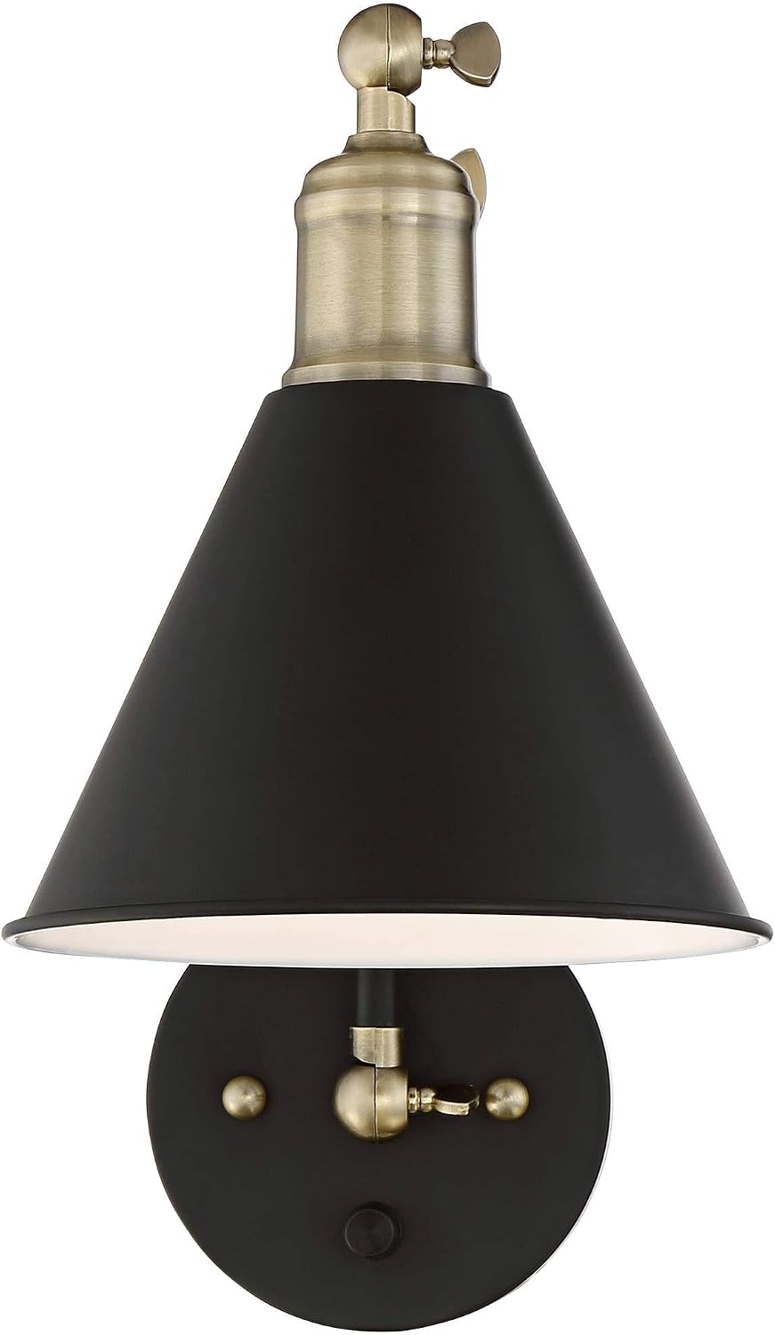 360 Lighting Wray Modern Indoor Adjustable Swing Arm Wall Lamp with Cord Set of 2 Black Antique Brass Plug-in Light Fixture Dimmable Metal Shade for Bedroom Bedside House Reading Living Room