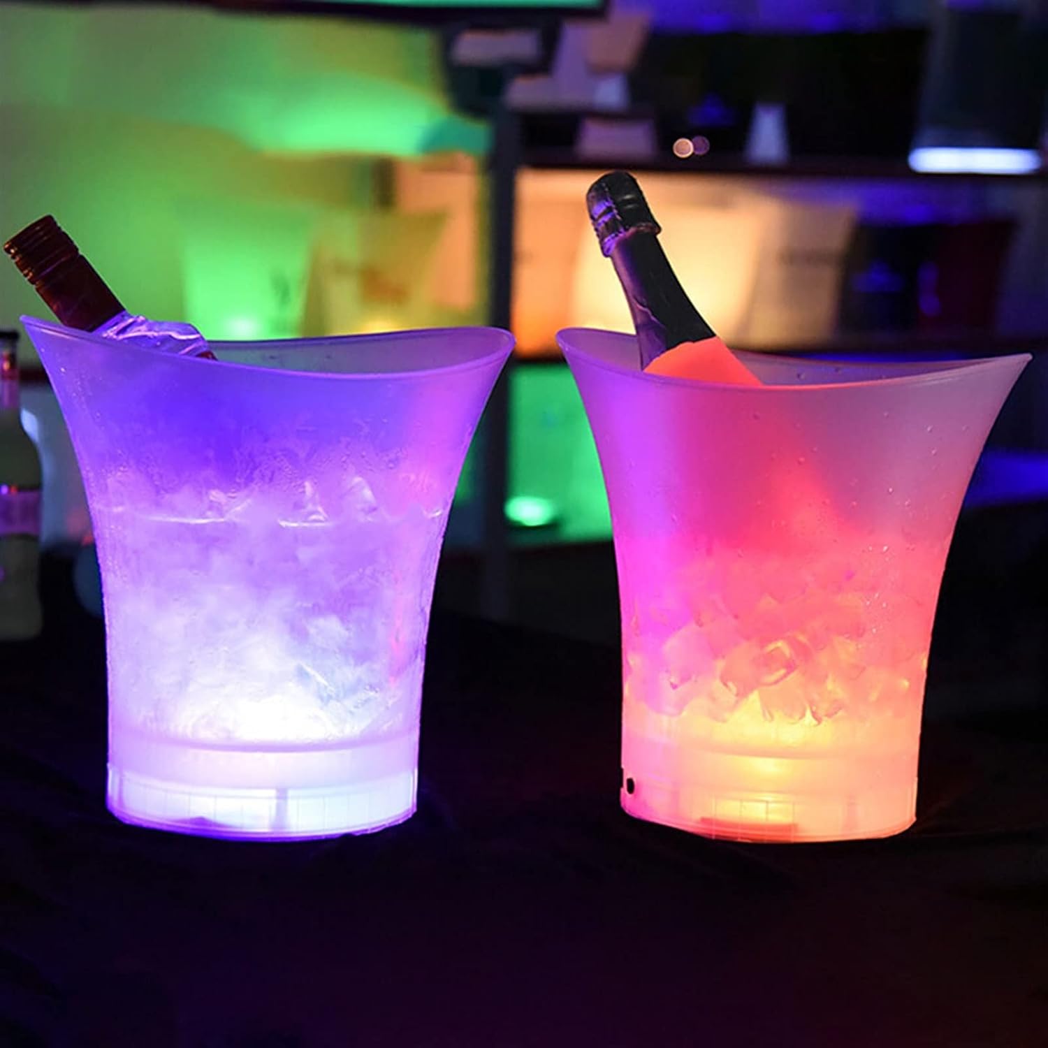 Ice Bucket Champagne Bucket 5L Colorful LED Glowing Ice Bucket KTV Bars Wine Champagne Beer Cooler Barware for Home Bar, Chilling Beer Champagne and Wine Ice Bucket Beverage Tub
