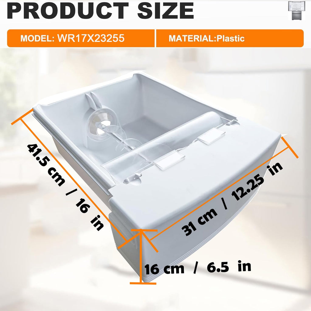 WR17X23255 for GE Ice Maker Container Auger & Bucket Assembly Replacement, Compatible with GE General Electric Refrigerator, Replacement Part WR17X23255, Replaces WR17X11419, WR01X10189, WR17X10778