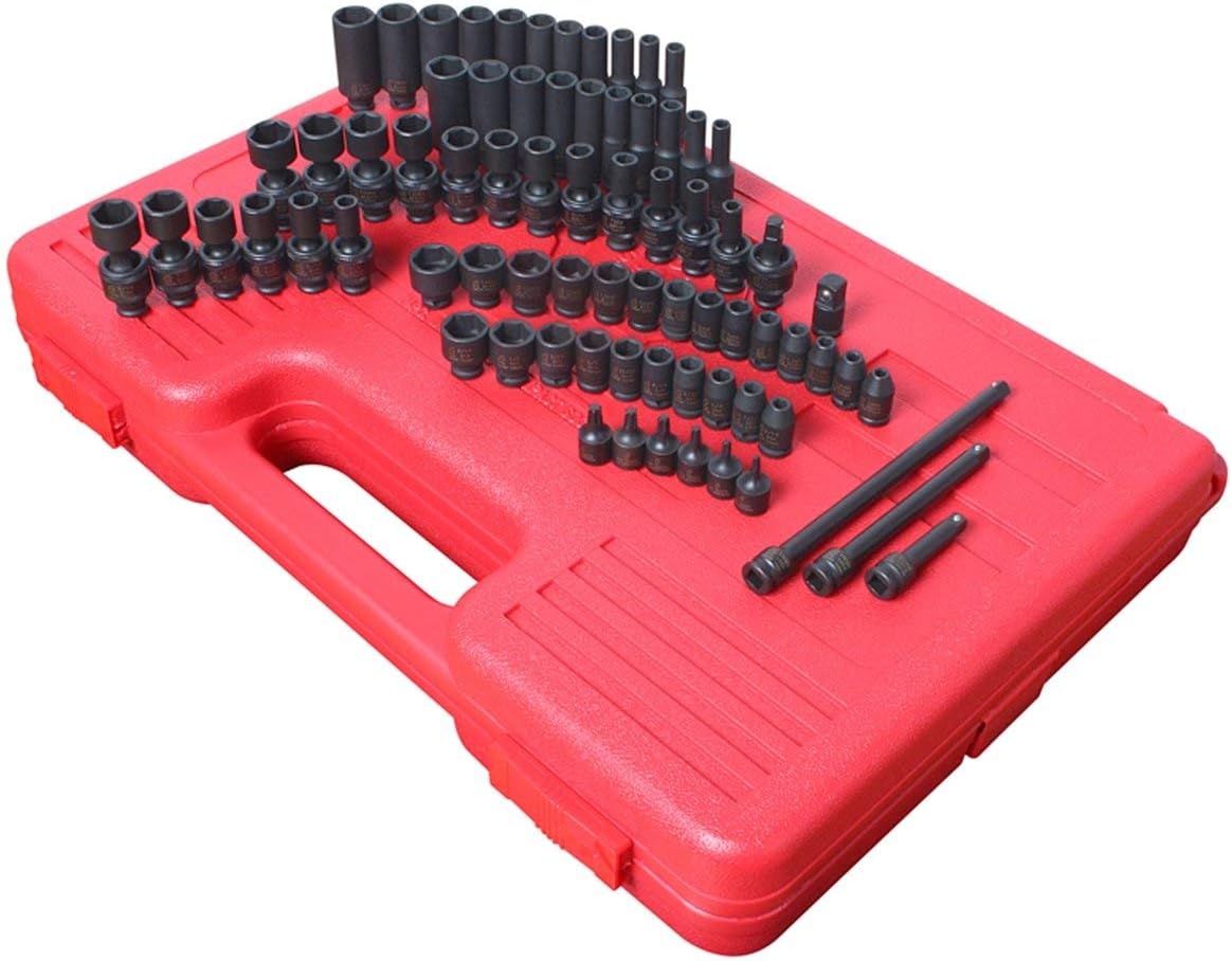 SUNEX TOOLS 1874 1/4' Drive Master Fractional and Metric Impact Sockets Set