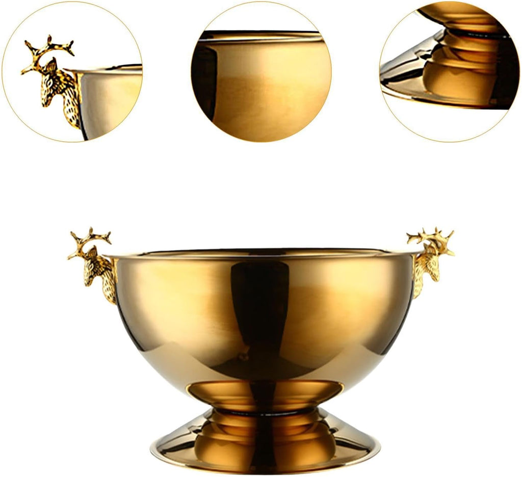 Ice Bucket Beverage Tub 14L Beer Wine Chiller Reusable Multipurpose Champagne Bucket Cooling Container for Holiday Restaurant, Gold(Gold)