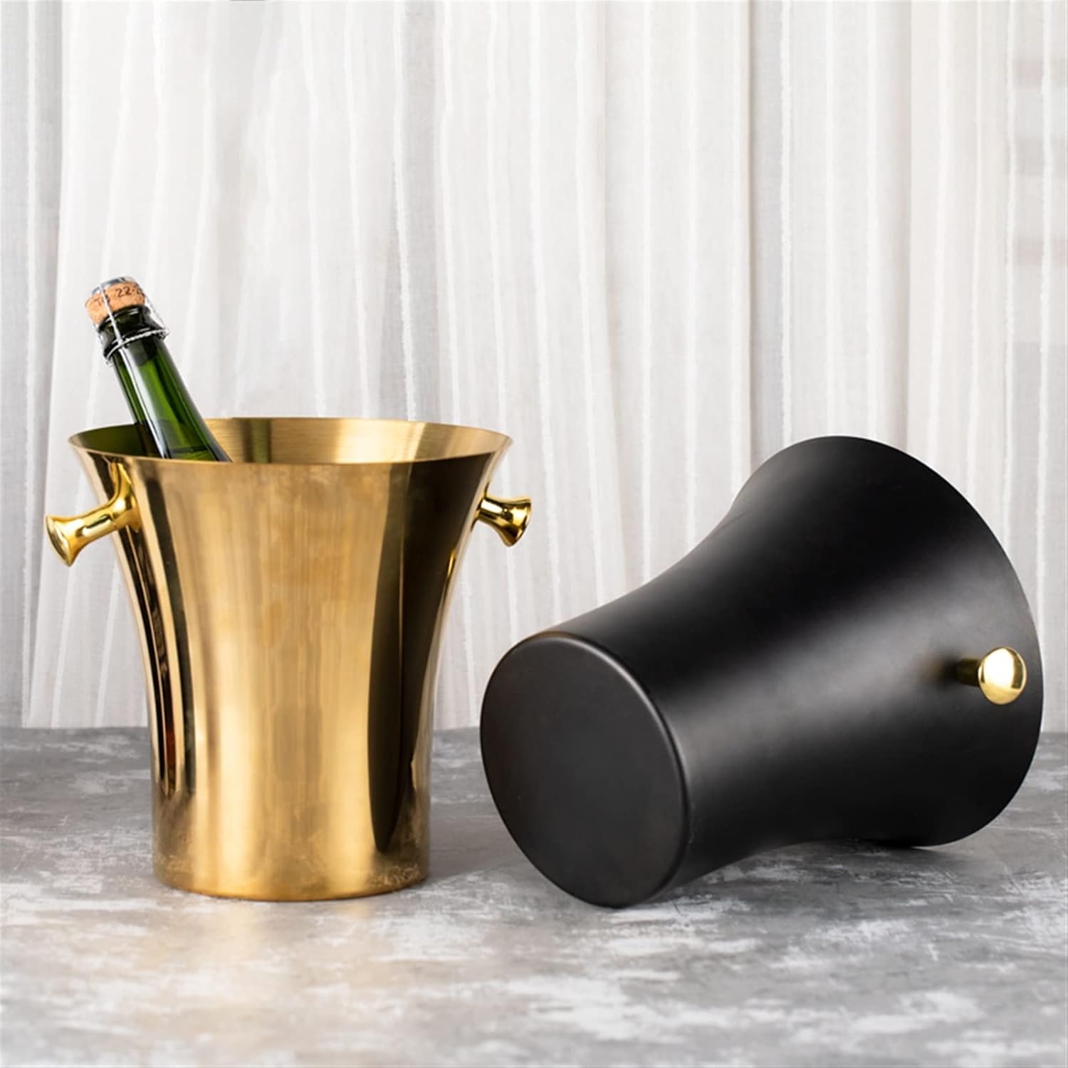 Ice Bucket Champagne Bucket Unique Shape Stainless Steel Champagne Bucket Household Ice Bucket Bar Ktv Ice Wine Cooler Iced Long-lasting for Home Bar Ice Bucket Beverage Tub (Color : 1)