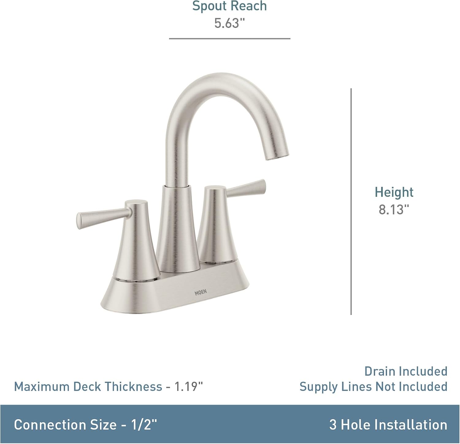 Moen Ronan Bronzed Gold Two-Handle 4' Centerset Modern Bathroom Faucet with Push-Down Drain, 84022BZG (Pack of 2)
