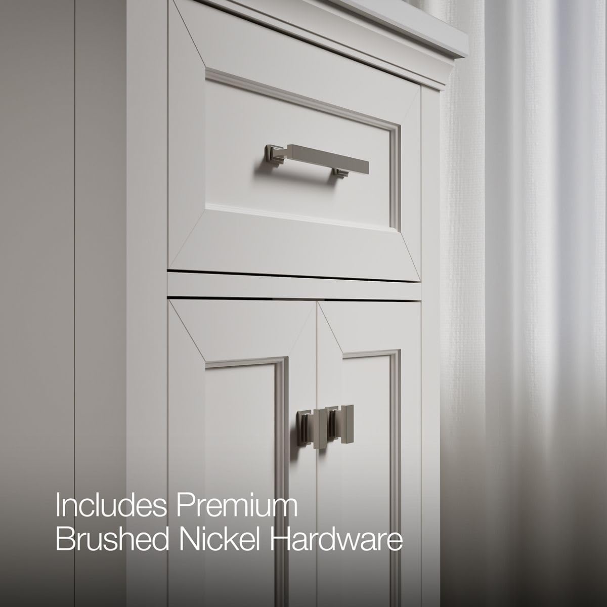 Kohler Charlemont 24' Bathroom Vanity Cabinet with White Sink and Quartz Top, Modern Bathroom Storage, White, K-29259-BD1-0