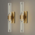 Gold Wall Sconces Set of Two, Brass 22.8' Sconces Wall Lighting,Bathroom Vanity Lights with Clear Glass Shade for Mirror, Living Room, Bedroom, Hallway, Fireplace, Staircase（Including Bulb）