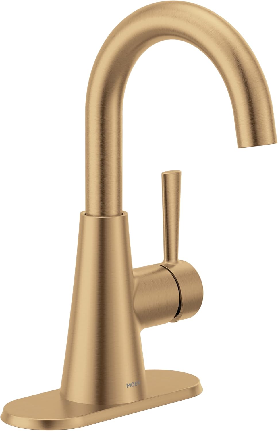Moen Ronan One-Handle Bathroom Sink Faucet, Bronzed Gold | Single Hole, Optional Deckplate, Spring-Loaded Drain Assembly, 84021BZG