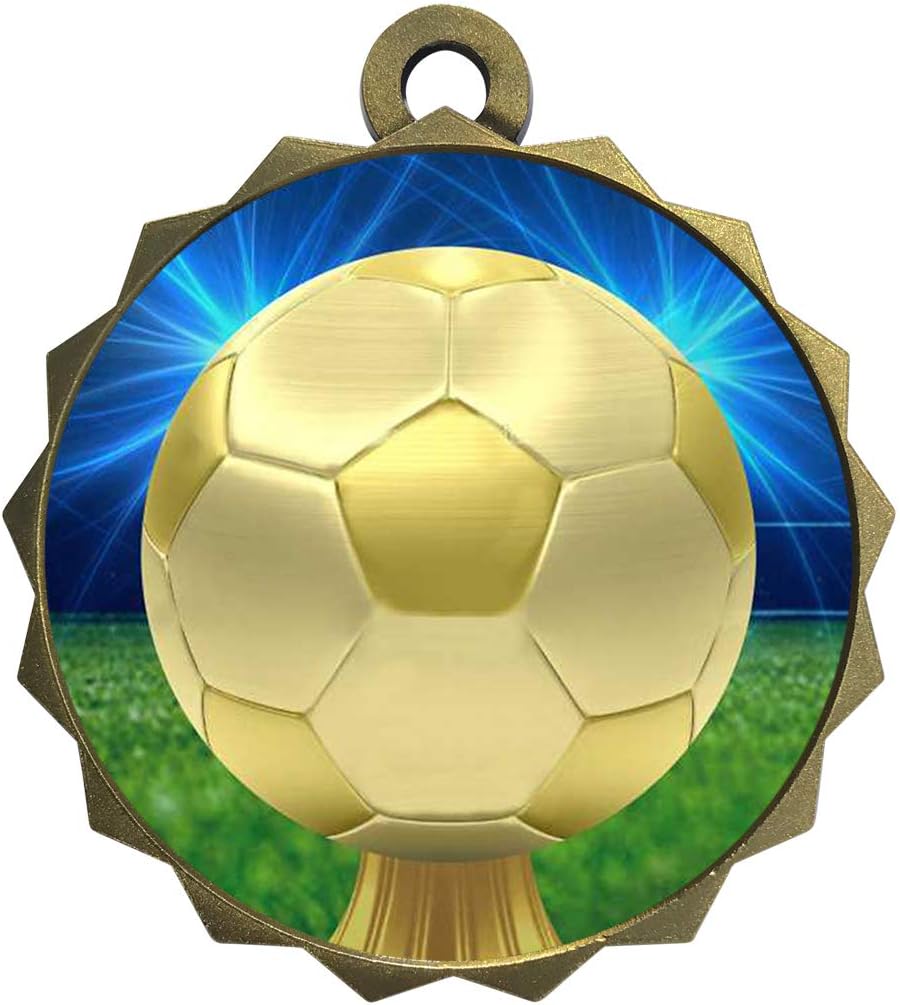 Express Medals 1 to 50 Packs Engraved Personalized Custom 2.25 Inch Gold Silver Bronze Soccer Medals Trophy Award with Neck Ribbon Medal Trophies LAZD214D30