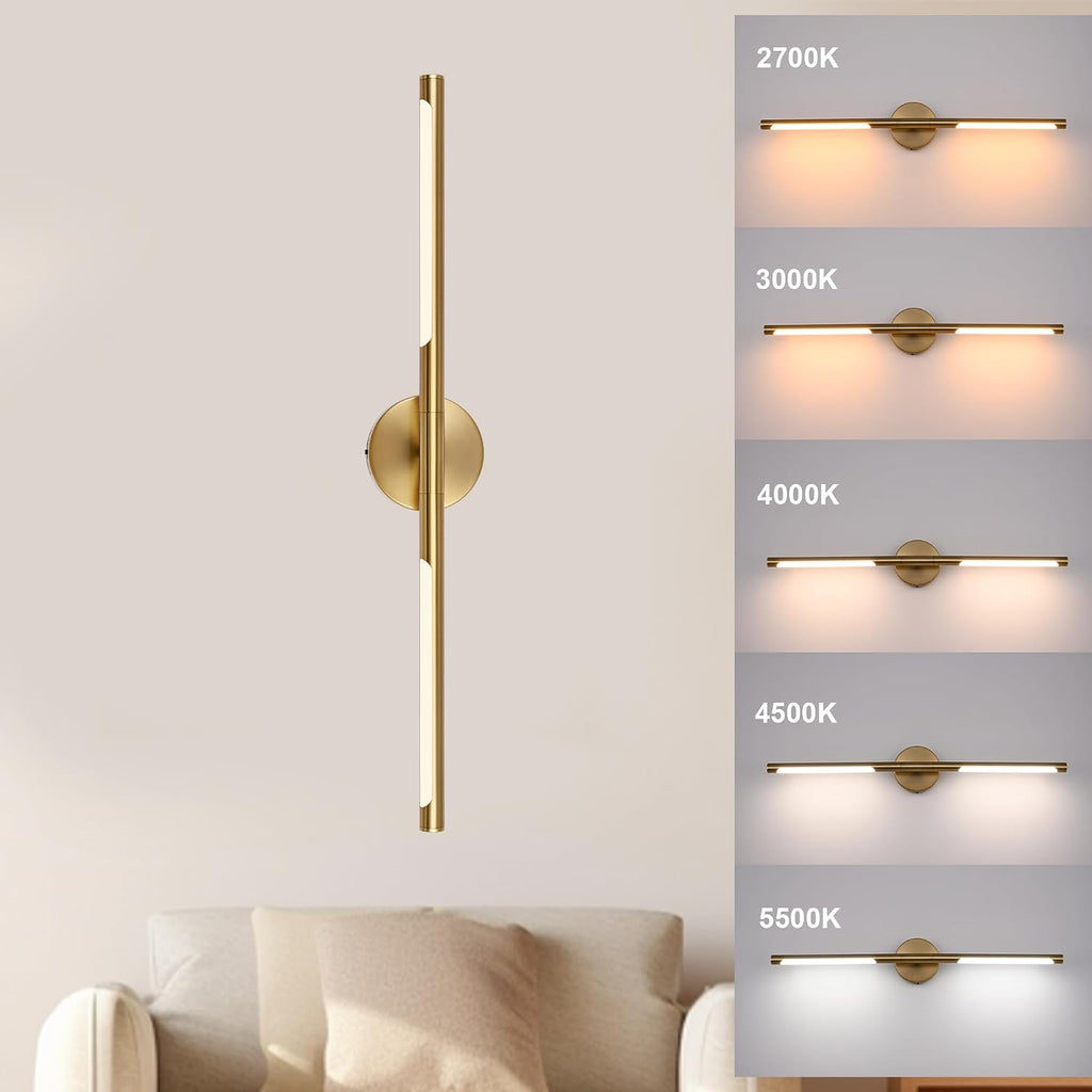 BONLICHT 40 Inch LED Bathroom Light Fixtures Brushed Brass Bathroom Vanity Lights Over Mirror 22W 350°Rotatable Dimmable 5CCT LED Vanity Light Bar Modern Gold Wall Sconce for Living Room Bedroom