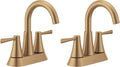 Moen Ronan Bronzed Gold Two-Handle 4' Centerset Modern Bathroom Faucet with Push-Down Drain, 84022BZG (Pack of 2)