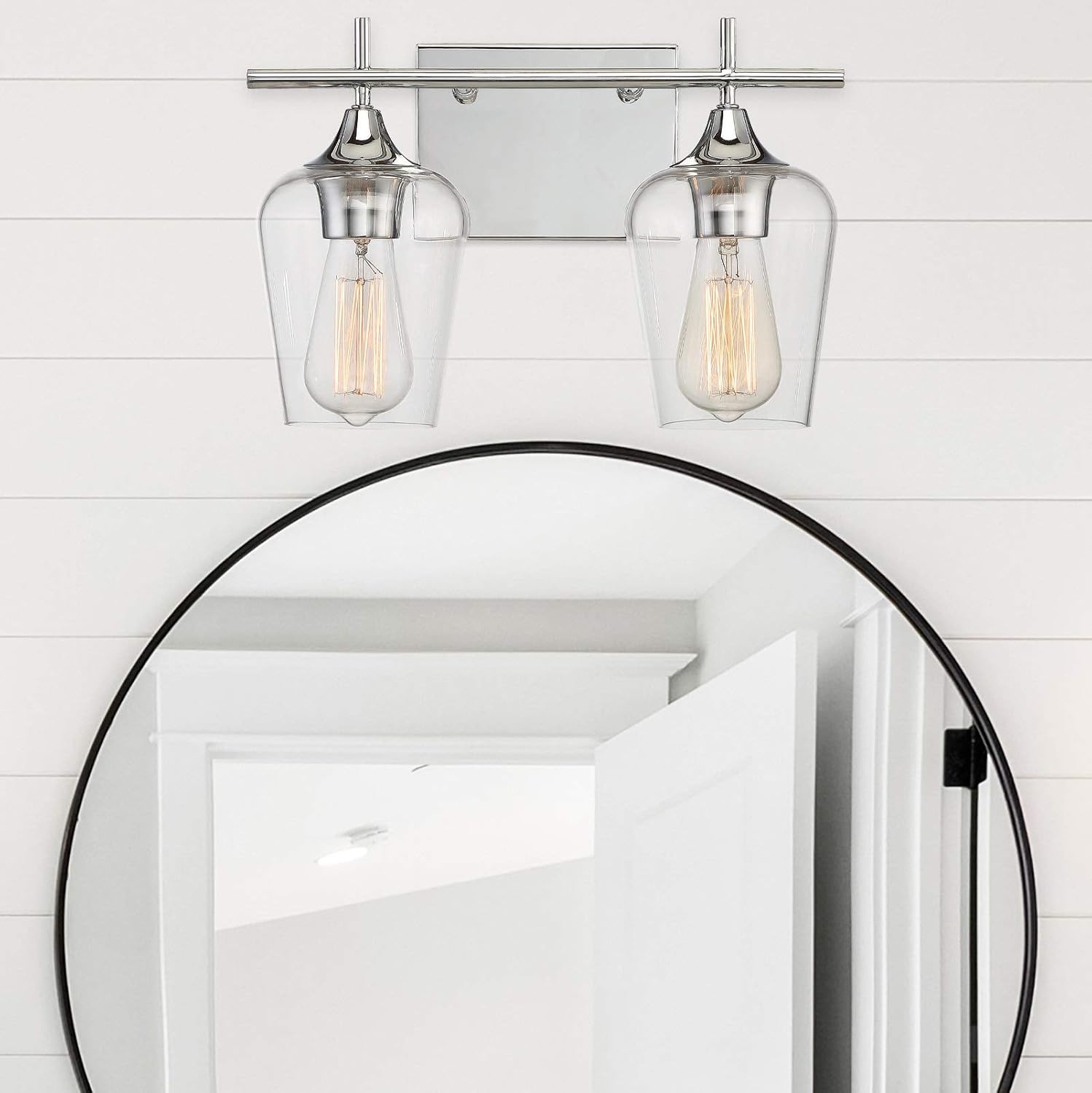 Savoy Essentials 8-4030-2-322 Octave Bohemian Clear Glass Bathroom Vanity Wall Light, 2-Light 120 Total Watts, 10' H x 14' W, Warm Brass