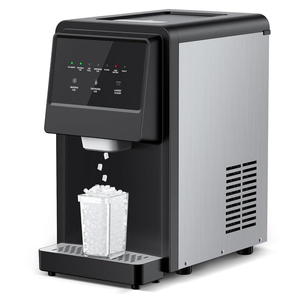 Nugget Ice Maker Countertop, Pellet Crushed Chewable Ice Cubes 70Lbs/24H Ice Dispenser Countertop Stainless Steel Ice Maker Machine with Self-Cleaning for Home Office Kitchen Party