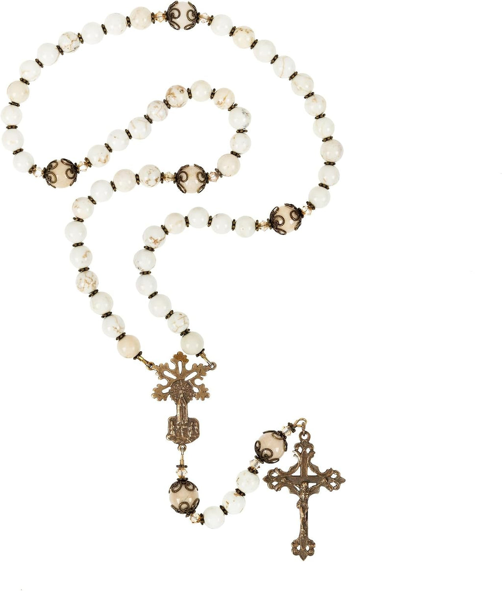 THE CATHOLIC COMPANY Stone Bead Rosary – Catholic Prayer Beads, Traditional Devotional Design, Durable and Lightweight, Gift for Men and Women